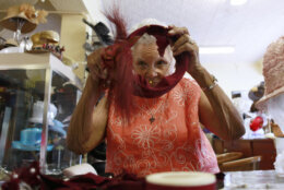 Washington milliner Vanilla Beane, 90, works on a hat design in her shop, Bene', in Washington, Thursday, June 10, 2010. (AP Photo/Jacquelyn Martin)