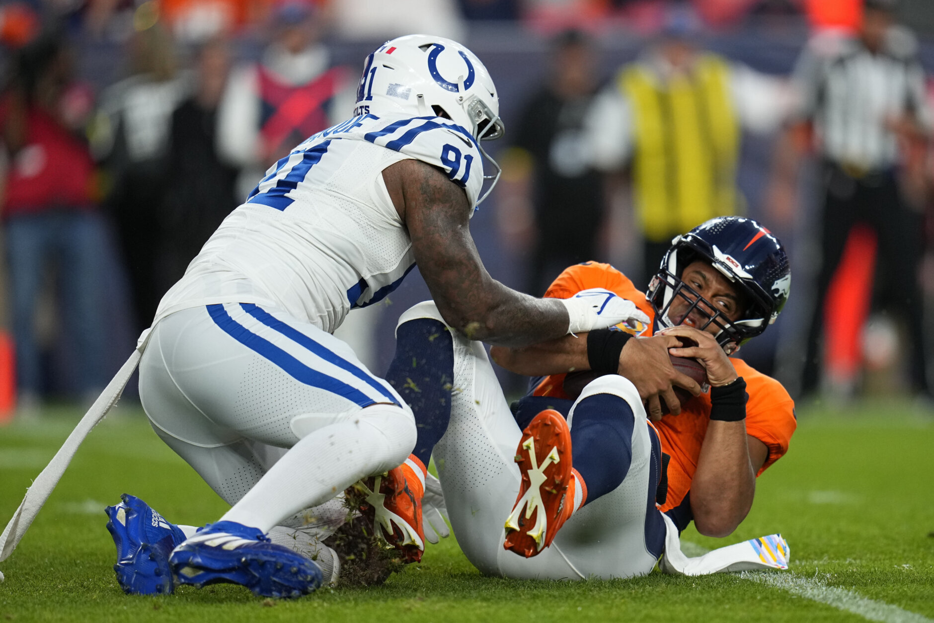 <p><b><i>Colts 12</i></b><br />
<b><i>Broncos 9 (OT)</i></b></p>
<p>The Peyton Manning Bowl might have been better off if present-day Peyton played in it.</p>
<p>Matt Ryan led Indy to <a href="https://twitter.com/espnstatsinfo/status/1578234721296961538?s=46&amp;t=W1DJCkxPlp73OhEKmsp0SQ" target="_blank" rel="noopener" data-saferedirecturl="https://www.google.com/url?q=https://twitter.com/espnstatsinfo/status/1578234721296961538?s%3D46%26t%3DW1DJCkxPlp73OhEKmsp0SQ&amp;source=gmail&amp;ust=1665438721987000&amp;usg=AOvVaw217B1vtQSj0yiiy4vWmmmT">one of the ugliest wins in NFL history</a> (regardless of <a href="https://profootballtalk.nbcsports.com/2022/10/07/jim-irsay-there-is-no-such-thing-as-an-ugly-win/" target="_blank" rel="noopener" data-saferedirecturl="https://www.google.com/url?q=https://profootballtalk.nbcsports.com/2022/10/07/jim-irsay-there-is-no-such-thing-as-an-ugly-win/&amp;source=gmail&amp;ust=1665438721987000&amp;usg=AOvVaw3doR8sQn6InHzA2aYPizp9">what his boss says</a>) and Russell Wilson is mired in <a href="https://profootballtalk.nbcsports.com/2022/10/07/whats-wrong-with-russell-wilson-2/" target="_blank" rel="noopener" data-saferedirecturl="https://www.google.com/url?q=https://profootballtalk.nbcsports.com/2022/10/07/whats-wrong-with-russell-wilson-2/&amp;source=gmail&amp;ust=1665438721987000&amp;usg=AOvVaw2SNuJwxJXWqJDl4Oy_5op5">the most bafflingly rapid decline</a> I&#8217;ve ever seen from an elite quarterback. We knew this trade would be a franchise-altering move for Denver — just not the kind that cripples the Broncos for years to come.</p>
