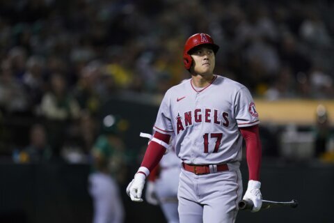 Langeliers’ bases-loaded walk sends A’s past Angels, 2-1