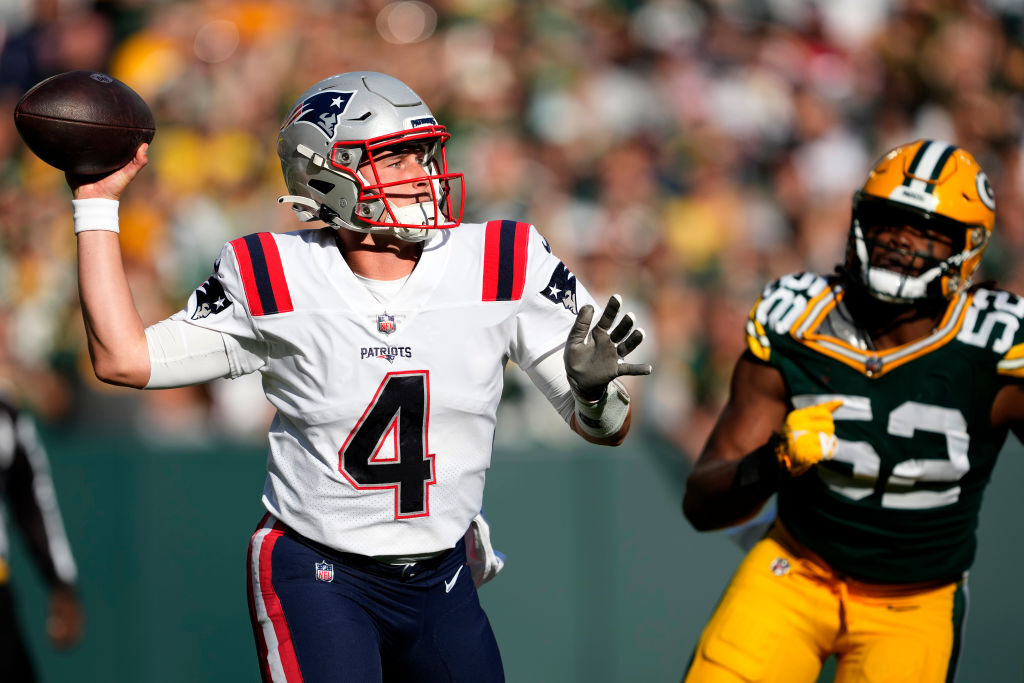 <p><em><strong>Patriots 24</strong></em><br />
<em><strong>Packers 27 (OT)</strong></em></p>
<p>If you had Bailey Zappe as the first rookie to throw a TD pass in 2022 — congrats.</p>

