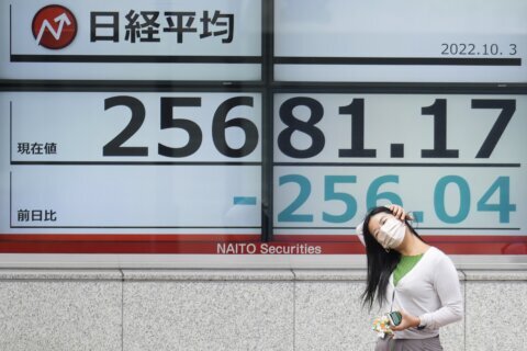 Asian shares mostly lower as recession fears deepen