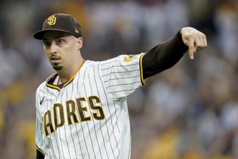 Snell, Grisham lead Padres over Dodgers 2-1 for NLDS lead