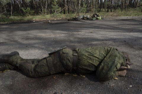 Retreating Russians leave their comrades’ bodies behind