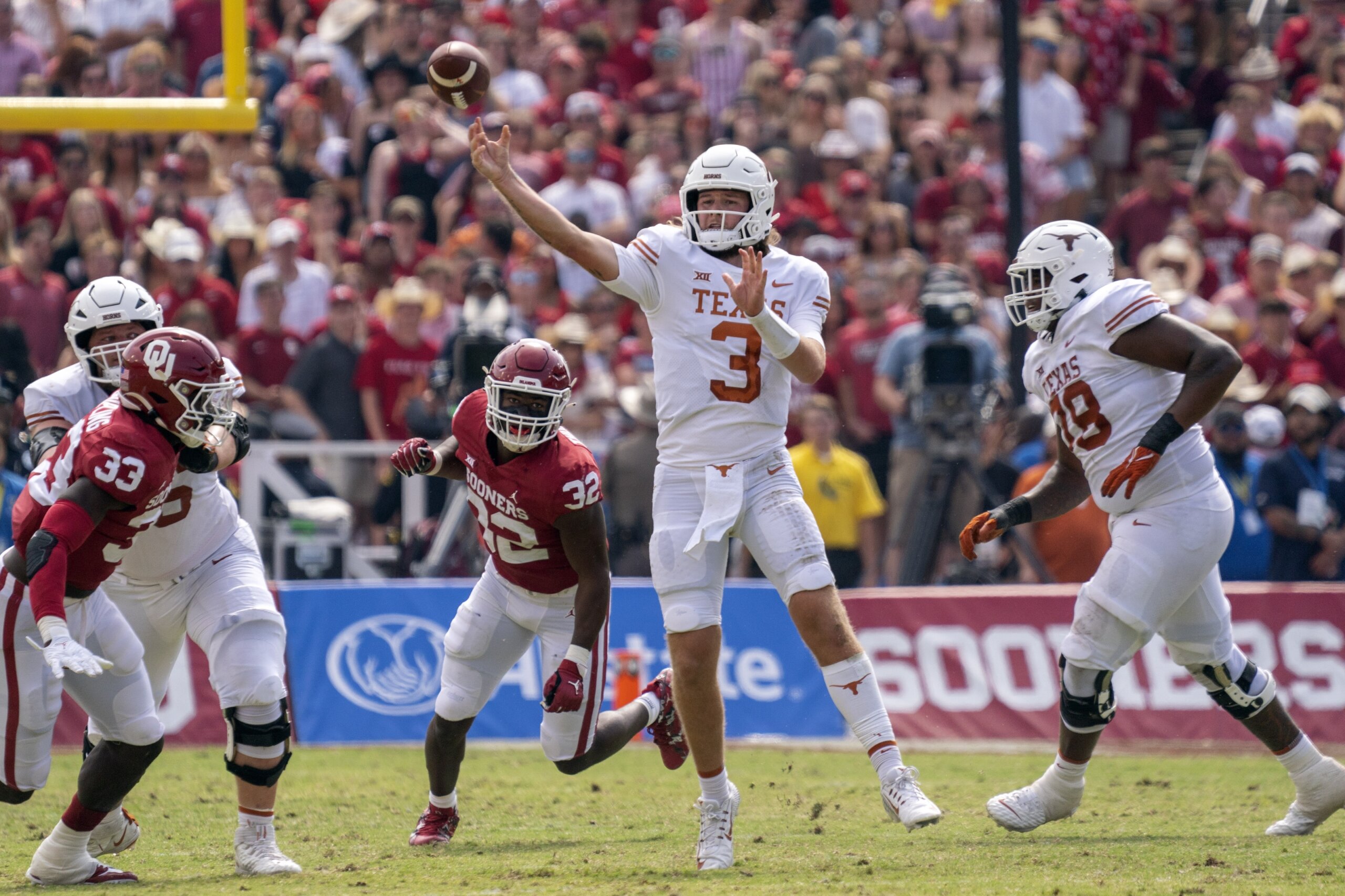 Red River romp: Ewers back as Texas shuts out Oklahoma 49-0 - WTOP News