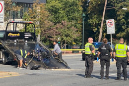 Police on the scene at a deadly motorcycle crash in Bethesda.