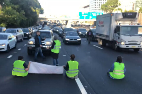 Climate protest briefly shuts down I-395, angering drivers