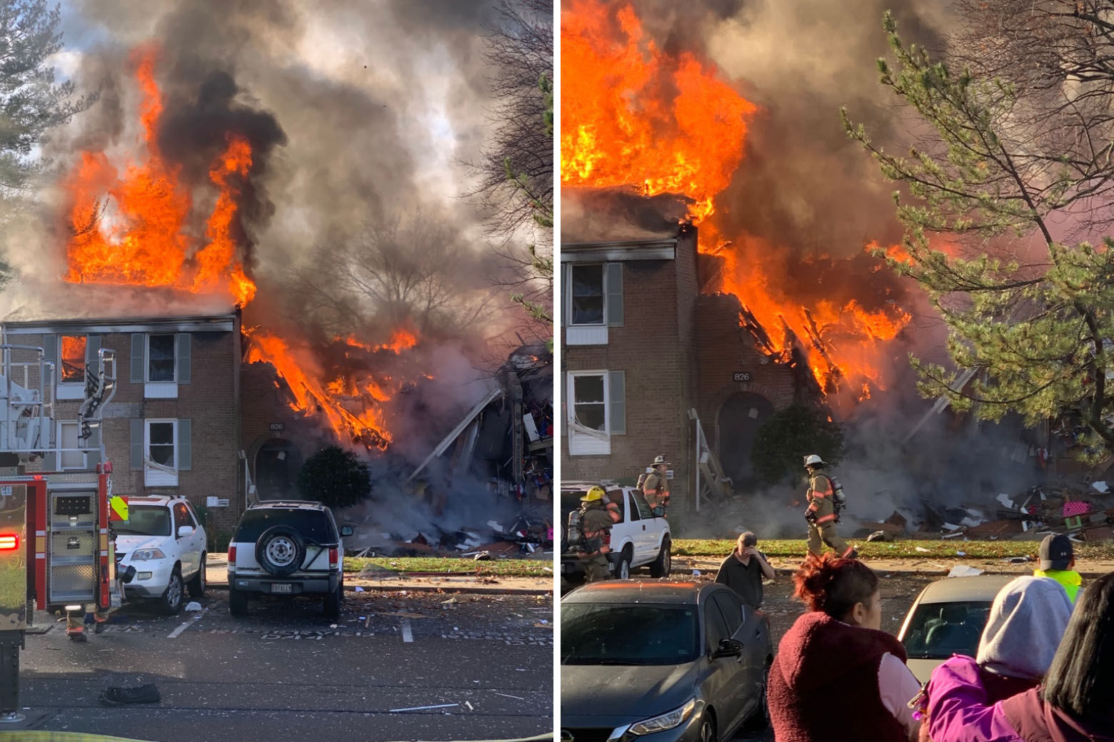 Photos from the scene showed heavy flames in the building. (Courtesy Brandon Savage)
