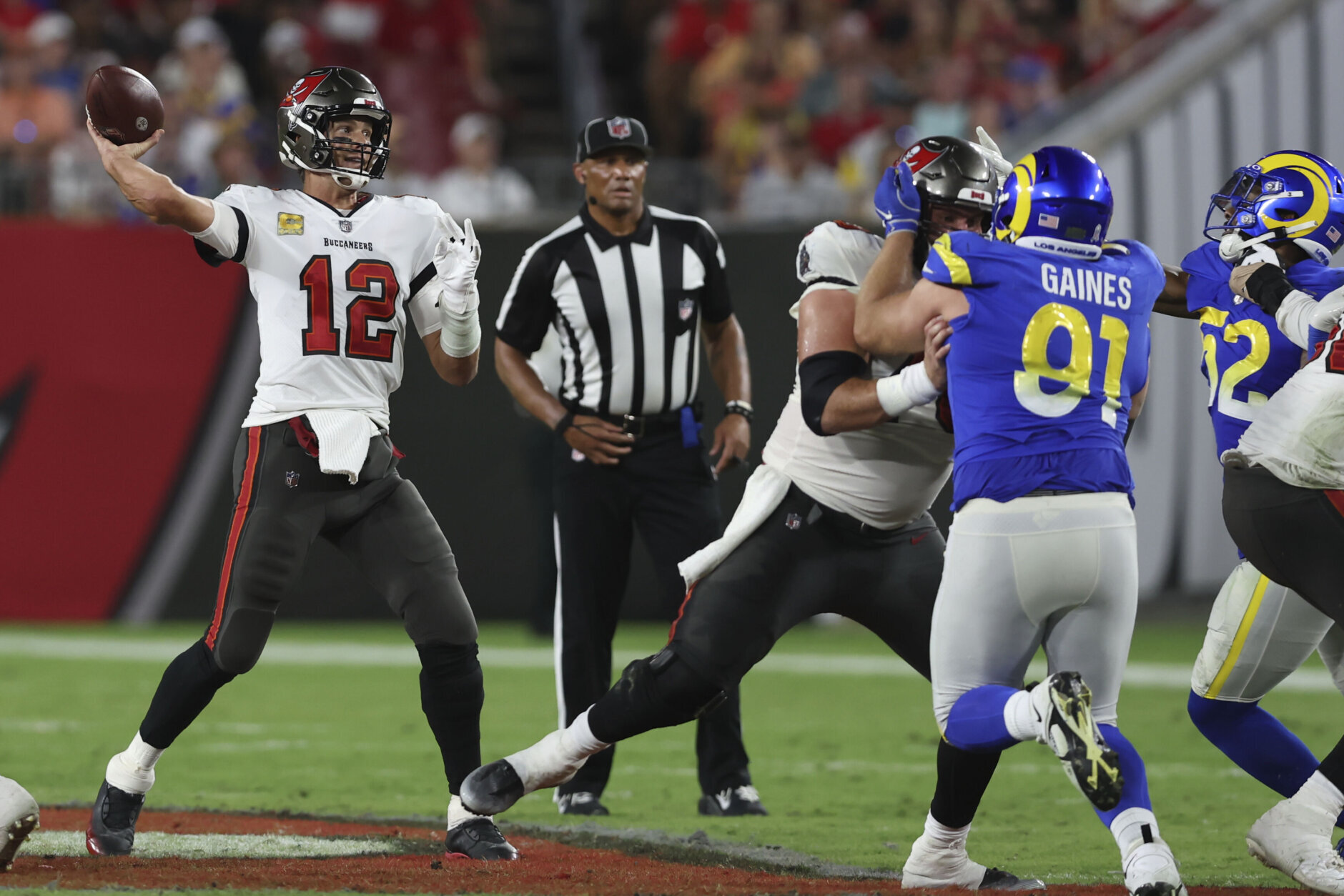 <p><b><i>Rams 13</i></b><br />
<b><i>Bucs 16</i></b></p>
<p>An NFL-record 55 game-winning touchdown drives and an unfathomable (<a href="https://profootballtalk.nbcsports.com/2022/11/03/tom-brady-doesnt-care-about-the-ball-that-will-mark-his-100000th-passing-yard/" target="_blank" rel="noopener">and, apparently, unwanted</a>) 100,000 passing yards. Tom Brady ain&#8217;t human.</p>
<p>The Rams&#8217; first loss to Brady&#8217;s Bucs dropped them to 3-5 may be the beginning of the end of their season. I thought the Super Bowl loser was supposed to have the hangover?</p>
