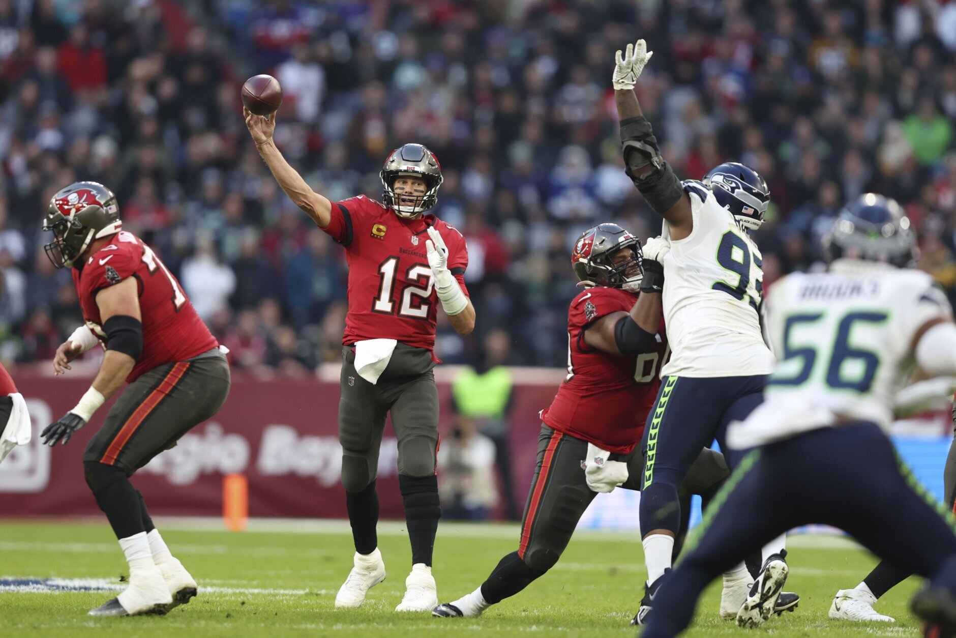<p><em><strong>Seahawks 16</strong></em><br />
<em><strong>Bucs 21</strong></em></p>
<p>In Tom Brady&#8217;s never-ending quest to own EVERY record, <a href="https://twitter.com/ESPNStatsInfo/status/1591840021916848128?s=20&amp;t=uUmcjQOzbb6fpy94SWqA4w" target="_blank" rel="noopener">he missed out on the interception-less streak</a> but wins the first NFL game in Germany to become the first player to win in four different countries. This one may have saved Tampa&#8217;s season.</p>
