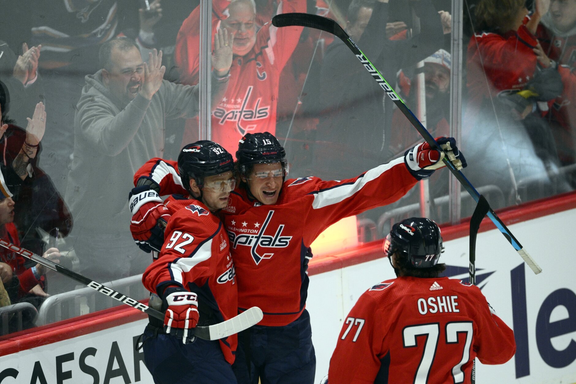 Washington Capitals right wing T.J. Oshie (77) skates with the