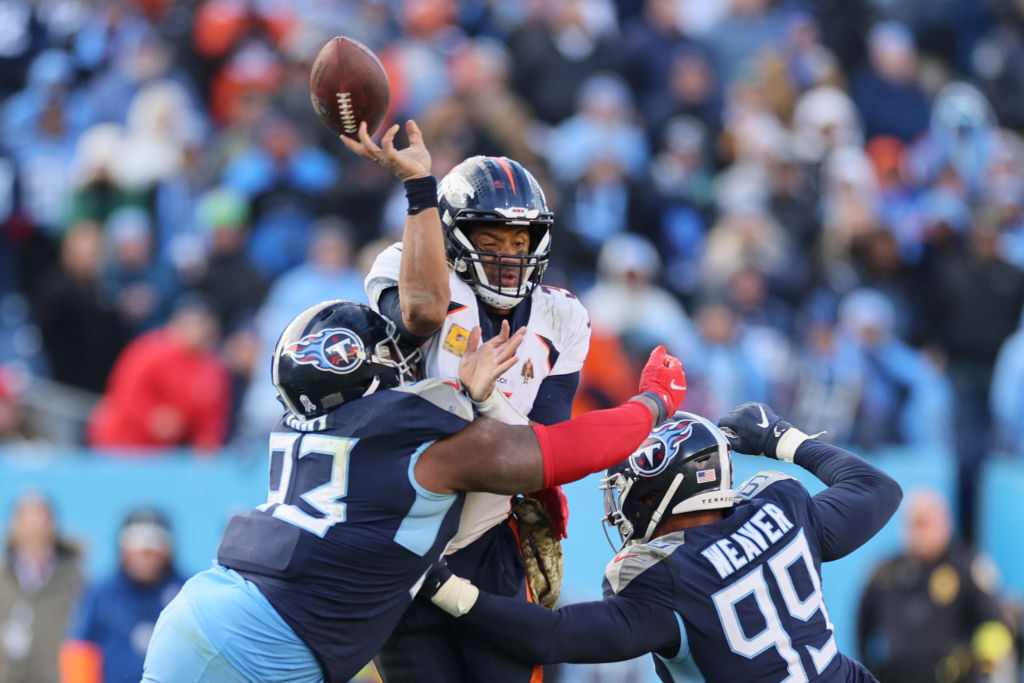 <p><b><i>Broncos 10</i></b><br />
<b><i>Titans 17</i></b></p>
<p>If you told me before the season Denver would have the best scoring defense in the league, I&#8217;d say they lead the AFC West. But Russell Wilson is at the helm of the NFL&#8217;s worst-scoring offense, throwing one or fewer touchdowns in seven of his eight starts this season. This is the present-day <a href="https://www.profootballhof.com/news/2009/10/news-the-nfl-s-largest-trade/" target="_blank" rel="noopener">Herschel Walker trade</a>.</p>
