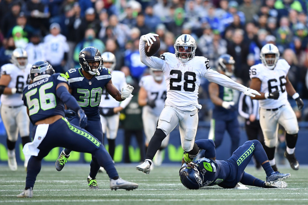 <p><em><strong>Raiders 40</strong></em><br />
<em><strong>Seahawks 34 (OT)</strong></em></p>
<p>If Washington makes the playoffs, they should send a holiday ham to Las Vegas for the Raiders helping out the Burgundy and Gold with this thrilling win propelled by Josh Jacobs&#8217; 300-yard outburst, the most scrimmage yards in a game since 2015. This feels like one that will haunt the Seahawks.</p>
