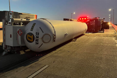 Route 50 reopens after propane tanker overturns on Severn River Bridge