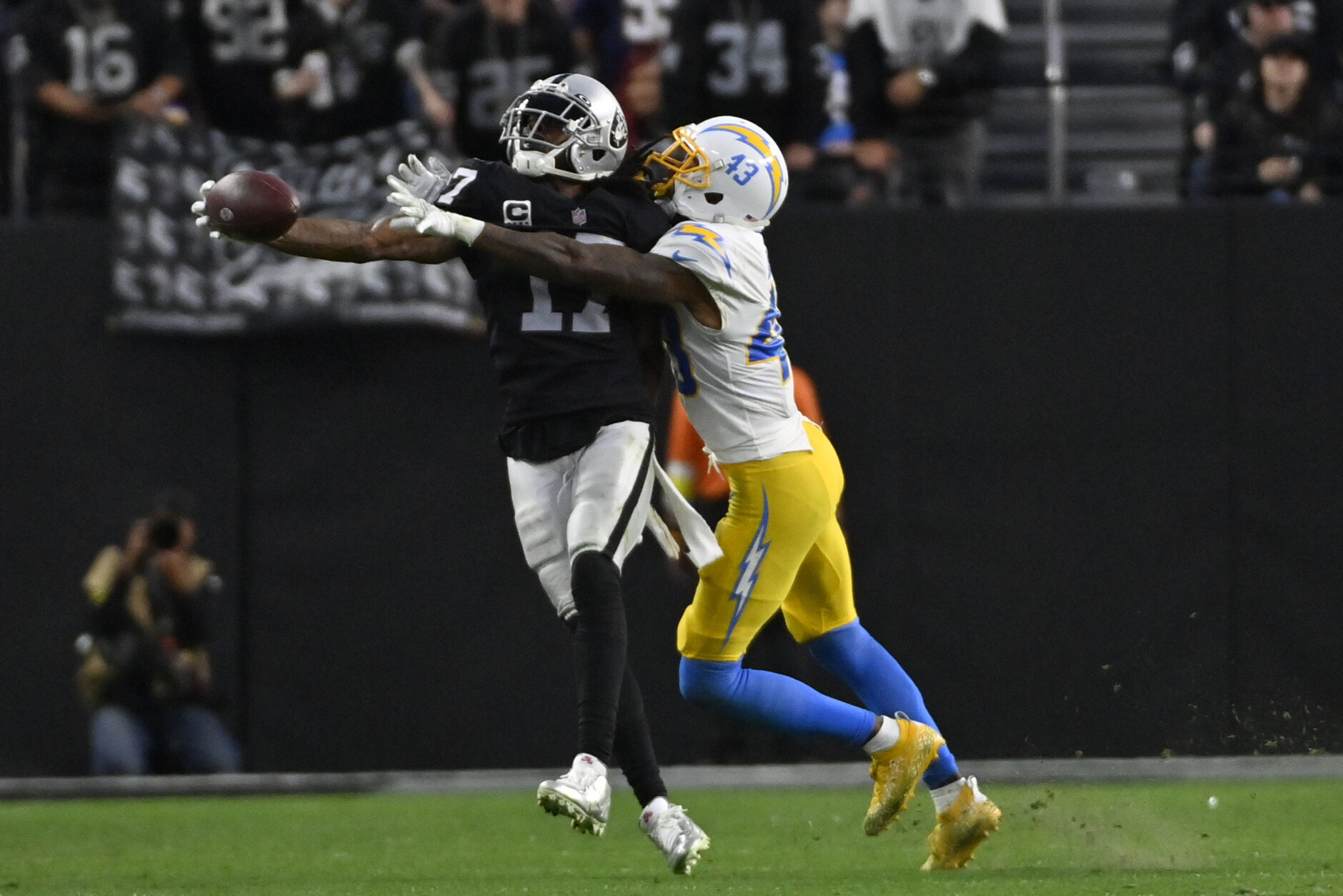 <p><em><strong>Chargers 20</strong></em><br />
<em><strong>Raiders 27</strong></em></p>
<p>Las Vegas exists to play spoiler and wreak havoc on the standings — in both fantasy and the real NFL.</p>
