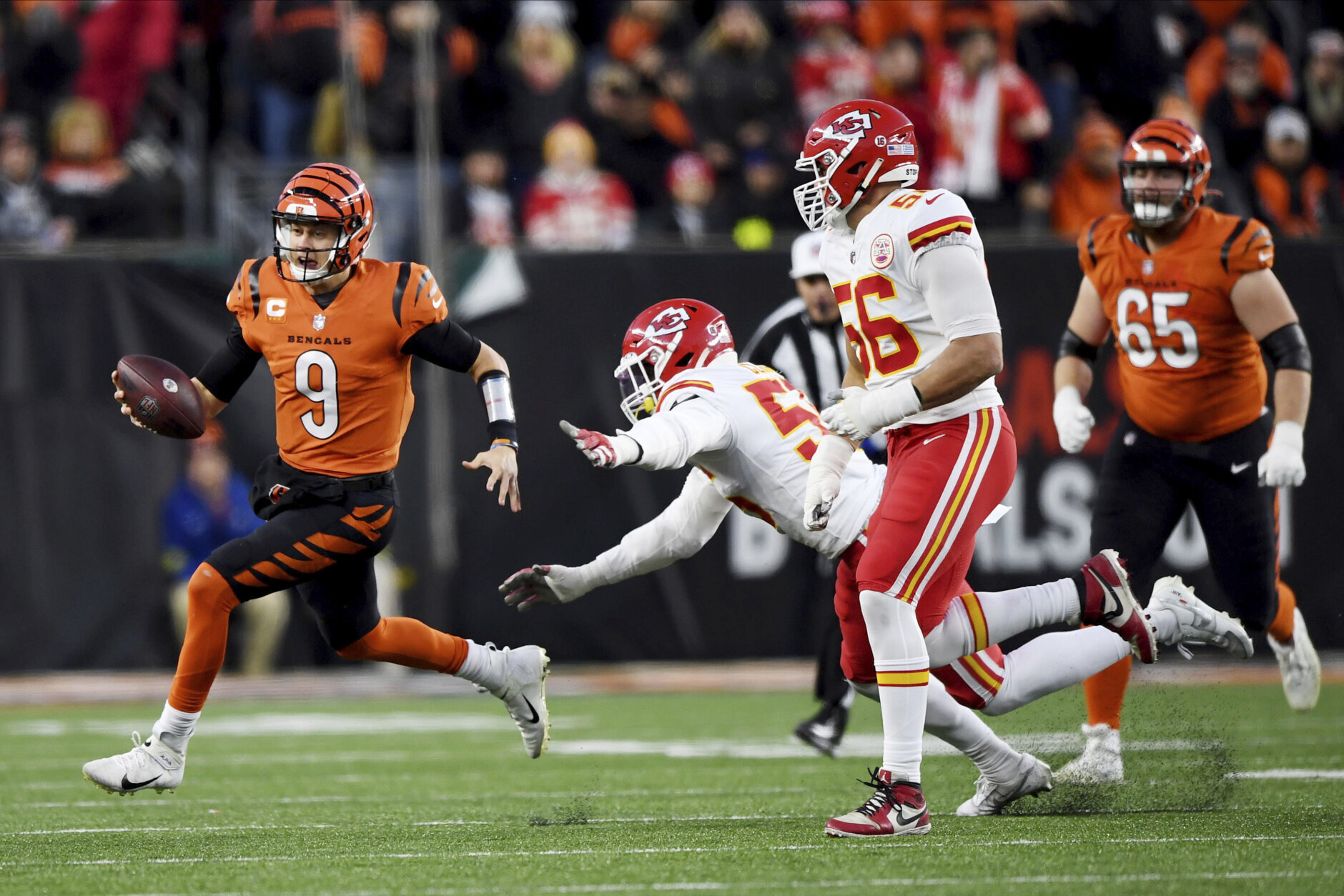 <p><em><strong>Chiefs 24</strong></em><br />
<em><strong>Bengals 27</strong></em></p>
<p>Kansas City reversed the second-half trend in this matchup — the Chiefs were outscored 34-6 in the second half of the last two losses to Cincinnati — but it still wasn&#8217;t enough to win in the Queen City for the first time since 1984. The Bengals have won six of seven against the Chiefs and Joe Burrow is clearly Patrick Mahomes&#8217; kryptonite.</p>
