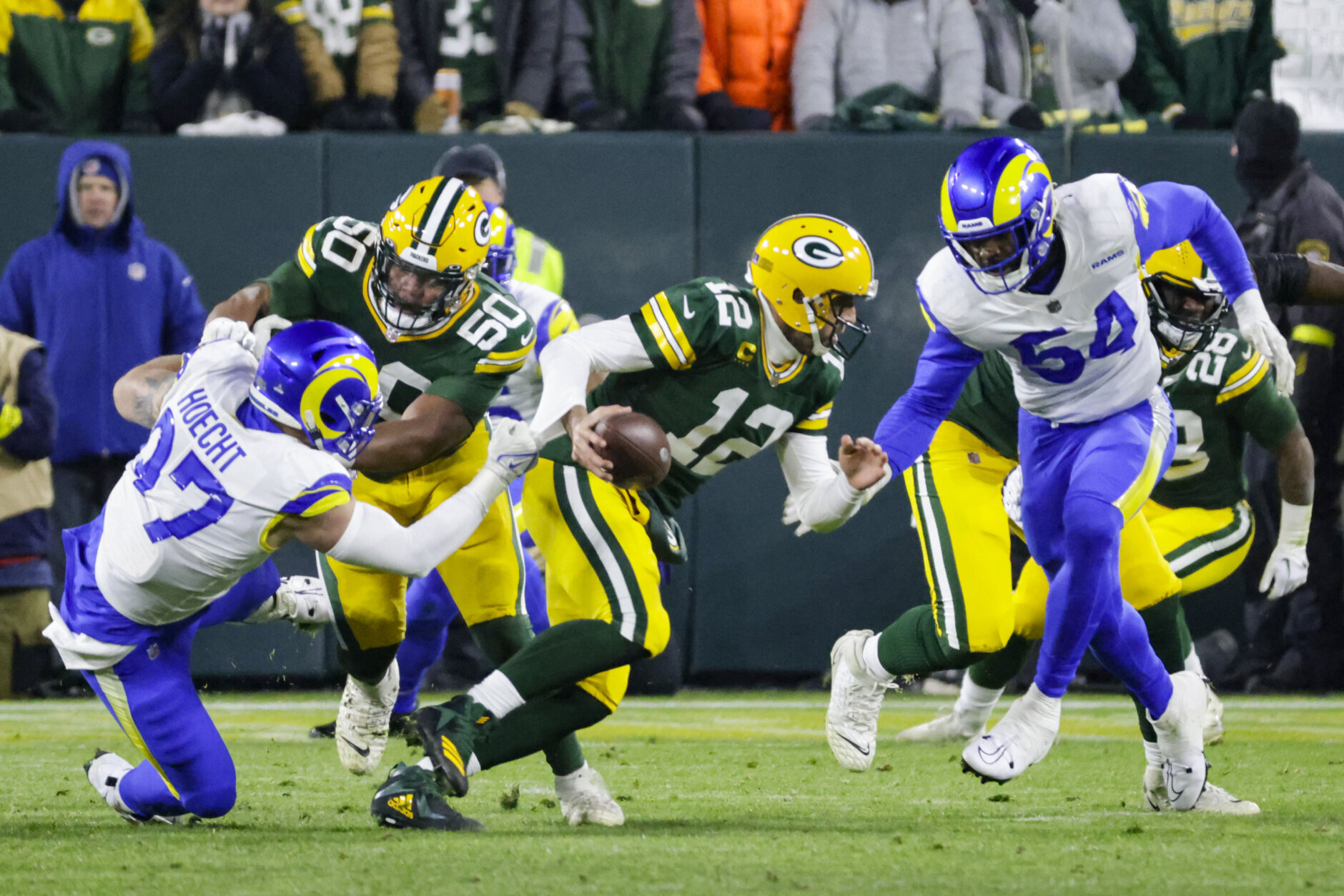 <p><em><strong>Rams 12</strong></em><br />
<em><strong>Packers 24</strong></em></p>
<p>Green Bay&#8217;s playoff chances are dead. They just won&#8217;t lie down.</p>
