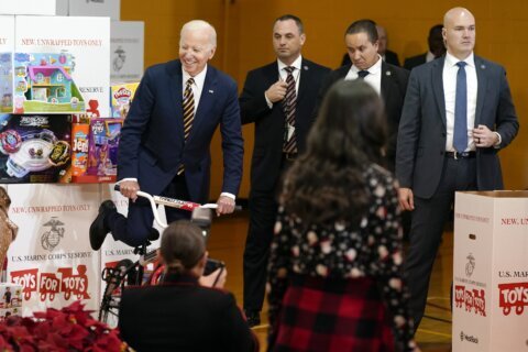 Bidens spread holiday cheer at Toys for Tots event