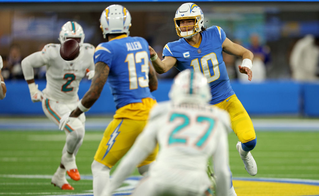 <p><em><strong>Dolphins 17</strong></em><br />
<em><strong>Chargers 23</strong></em></p>
<p><em>Now</em> it&#8217;s ok to hype up Justin Herbert.</p>
<p>Throwing for 367 yards to carry the injury-depleted Chargers to victory over the red-hot Dolphins is the stuff that lifts a team to the playoffs. And this win puts L.A. in position to do exactly that.</p>

