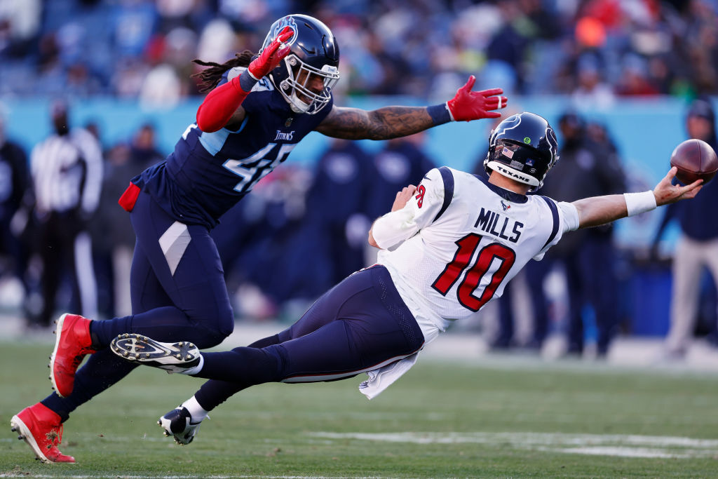 <p><b><i>Texans 19</i></b><br />
<b><i>Titans 14</i></b></p>
<p>The most amazing thing about the AFC South is that Houston somehow has the worst record in the league but still has a chance to finish with the best division record within the AFC South – while still finishing last in the division. Yay?</p>
