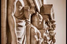 The images capture the work of Italian immigrant Adolfo de Nesti — 28 sculptures based on de Nesti's plaster models — each carved into 9-foot-tall marble sculptures by Ernest Bairstow and set along the perimeter of the Wilson Building's roof.