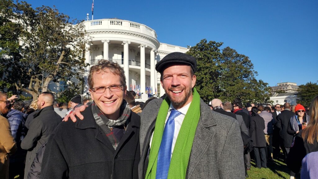 Dave Kolesar and husband Patrick Wojahn attend signing of Respect for Marriage Act at White House