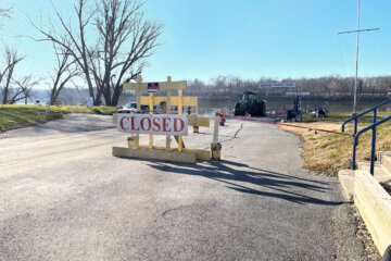 Ferry with a closed sign