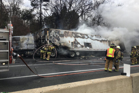 Driver injured after tractor-trailer fire on Capital Beltway’s Outer Loop