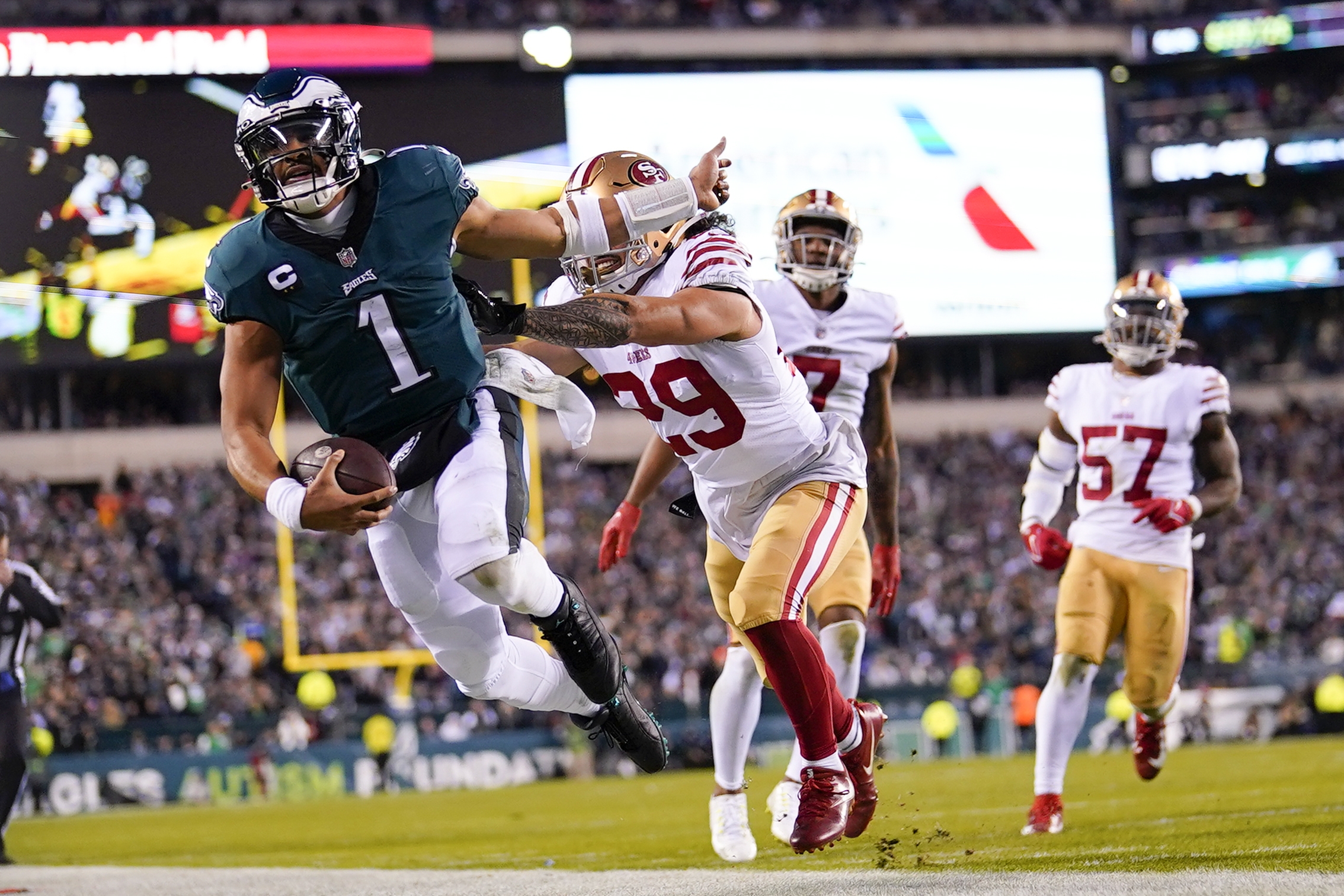 Super Bowl 2023: Eagles defense knocks out both 49ers QBs, leads way to NFC  title in 31-7 rout