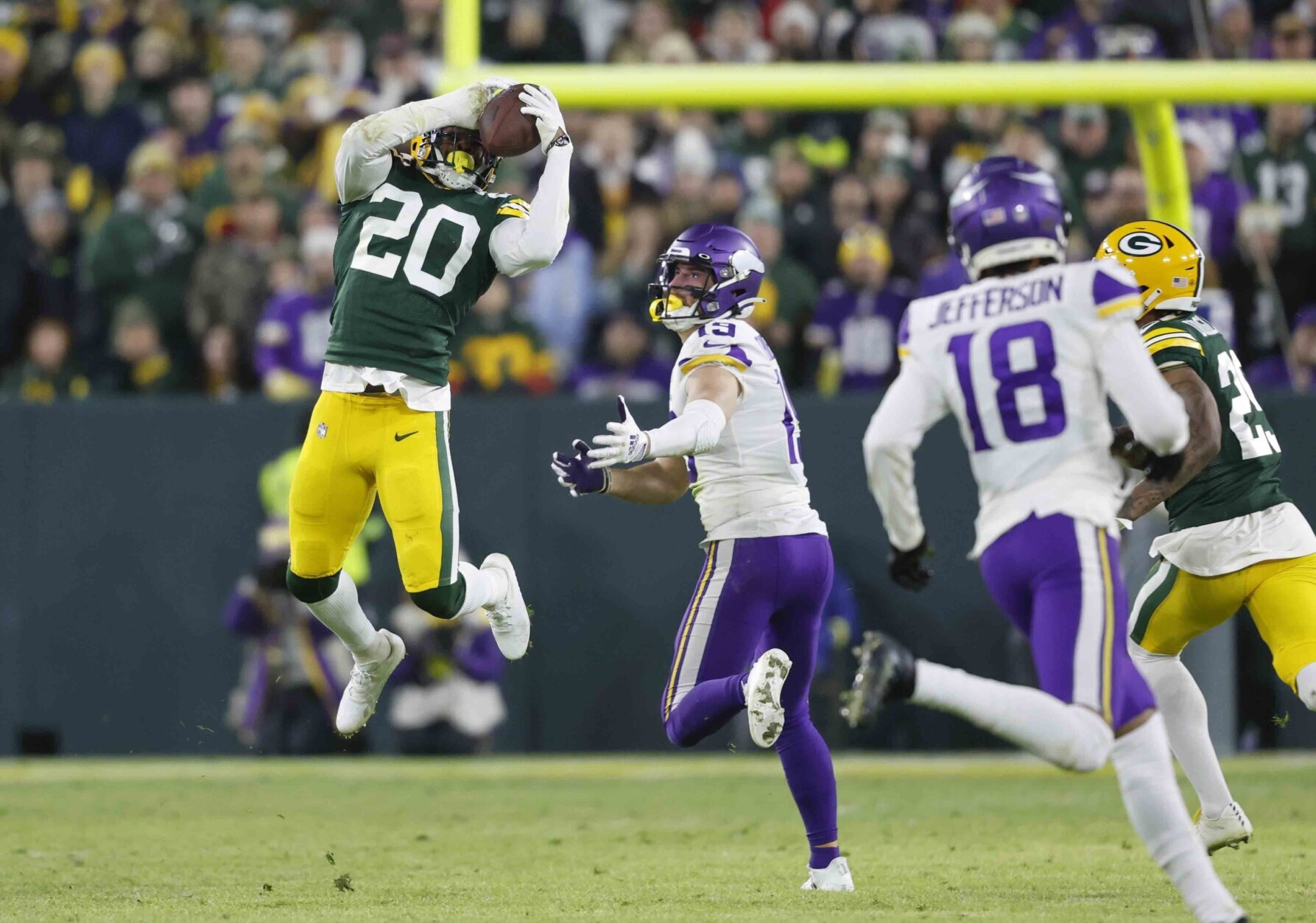 <p><b><i>Vikings 17</i></b><br />
<b><i>Packers 41</i></b></p>
<p>Green Bay is really about to make these damn playoffs, aren&#8217;t they? This would be the biggest upset since <a href="https://www.youtube.com/watch?v=wQKThExxrc0">Don Corleone survived his assassination attempt</a>.</p>
