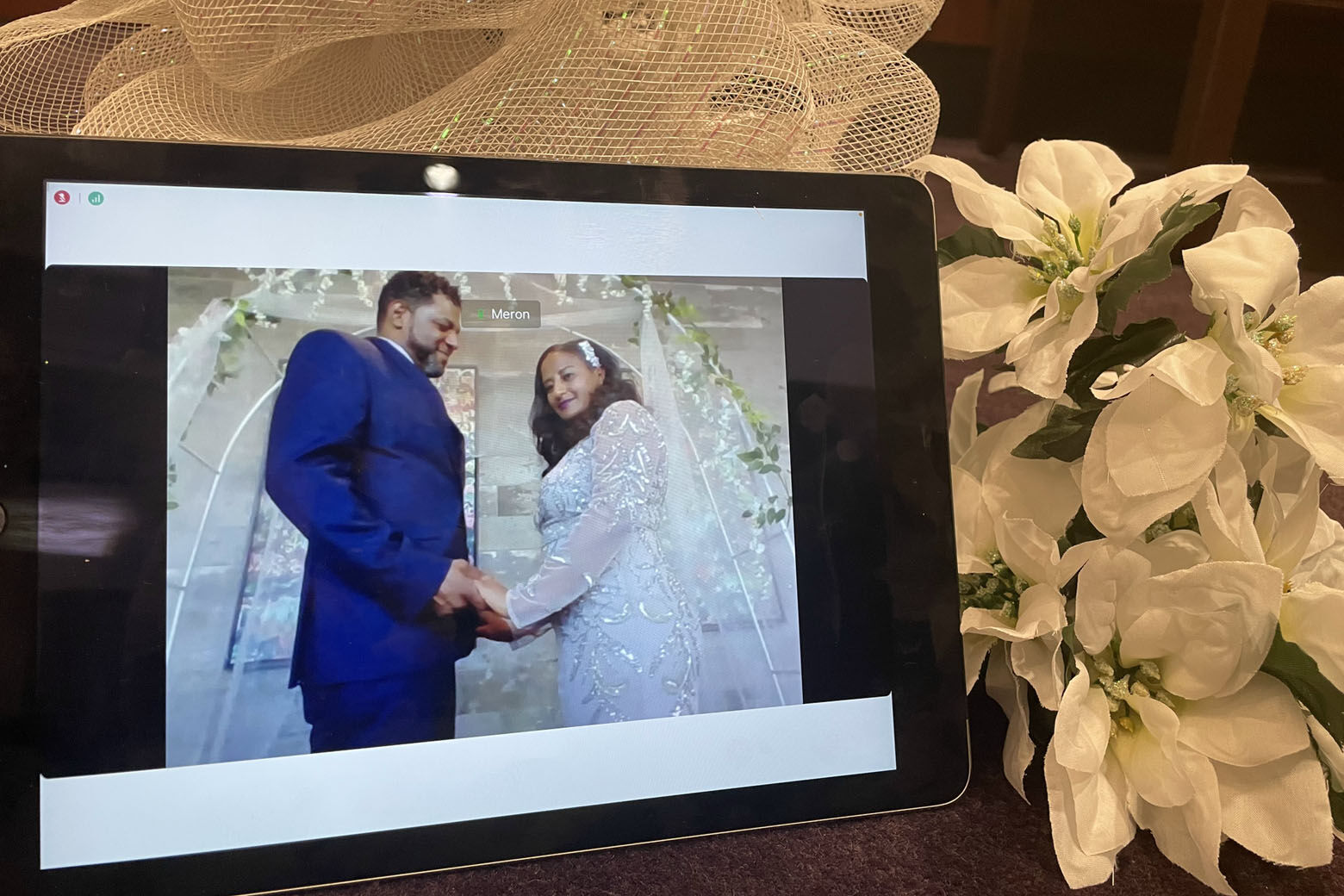 Phillip Hall and Gelila Shenegelegne were one of three couples to wed in online civil ceremonies provided over by a D.C. court officer. (Courtesy D.C. Superior Court)