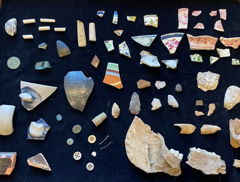 Photo of the ceramic fragments that archaeologists found in Dorchester County in Maryland.