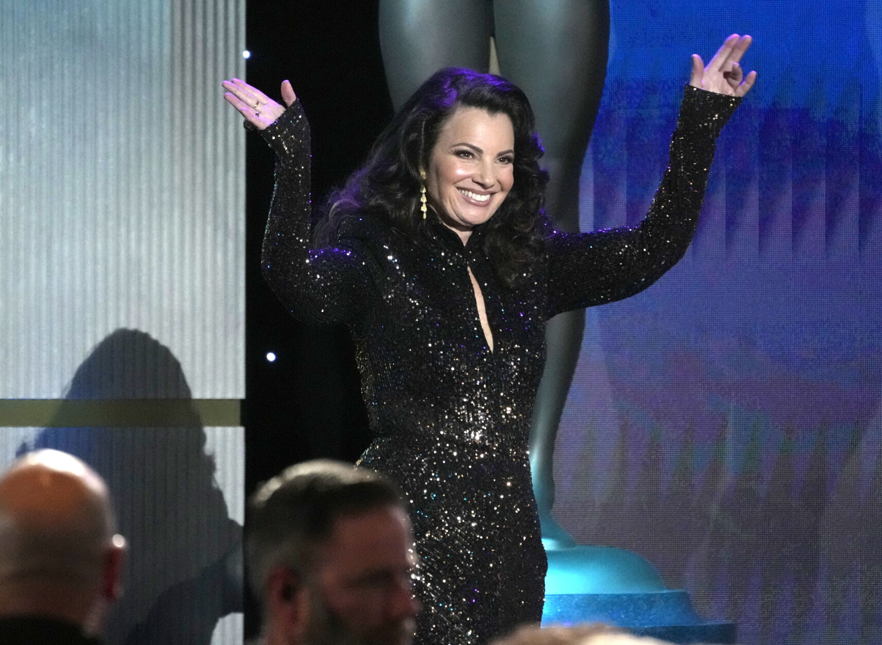 SAG-AFTRA President Fran Drescher speaks at the 29th annual Screen Actors Guild Awards on Sunday, Feb. 26, 2023, at the Fairmont Century Plaza in Los Angeles. (AP Photo/Chris Pizzello)