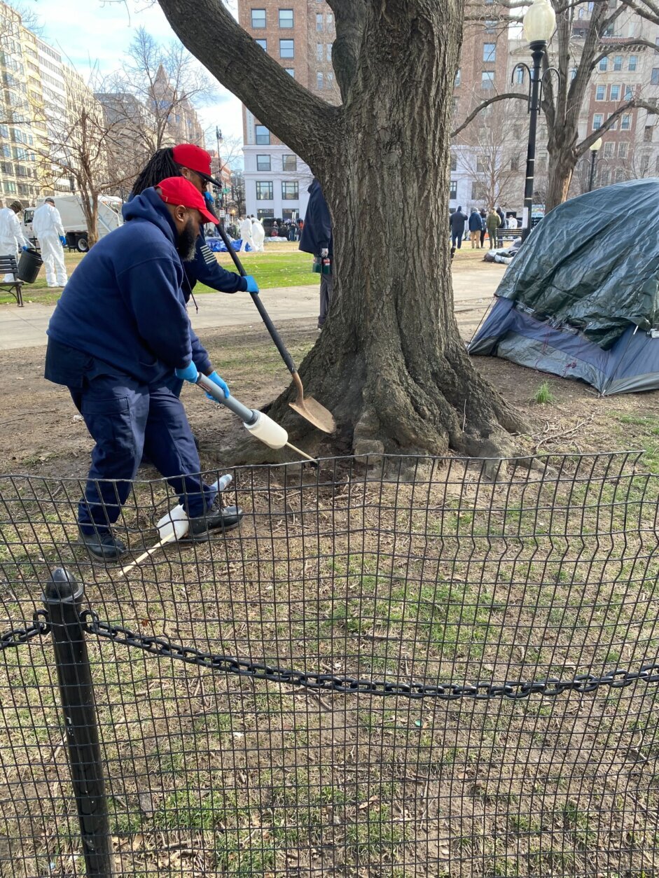 National Park Service official cleared a homeless encampment located just a block from the White House. (WTOP/Luke Lukert)