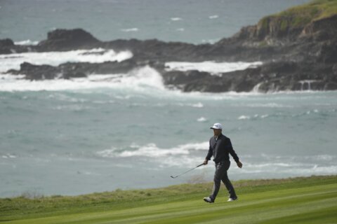 Kitayama leads Pebble Beach as the worst of the wind looms