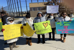 Parents and community members outside Wakefield High School
