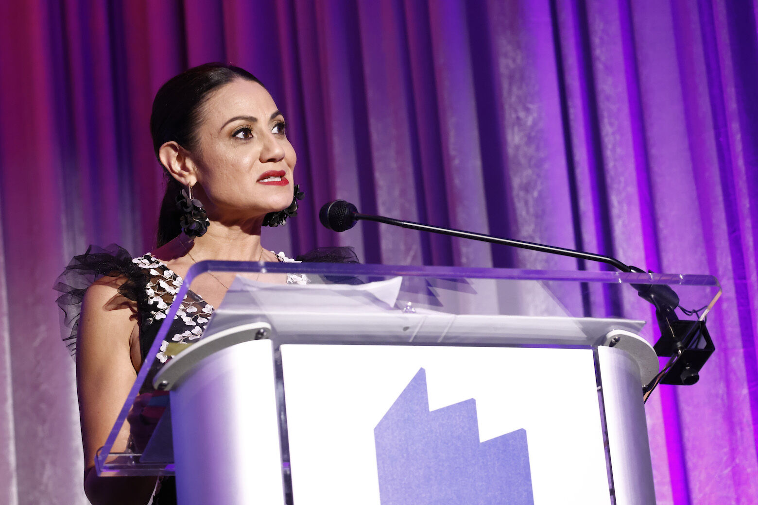 WASHINGTON, DC - MARCH 31: Mónica Gil speaks onstage during the National Women's History Museum's signature Women Making History Awards Gala at The Schuyler at the Hamilton Hotel on March 31, 2023 in Washington, DC. (Photo by Paul Morigi/Getty Images for National Women's History Museum )