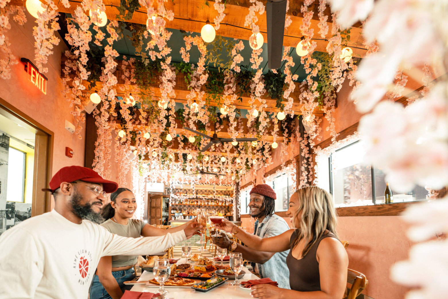 Cherry Blossom Installation In NYC — Zuma Restaurant Cherry Blossoms