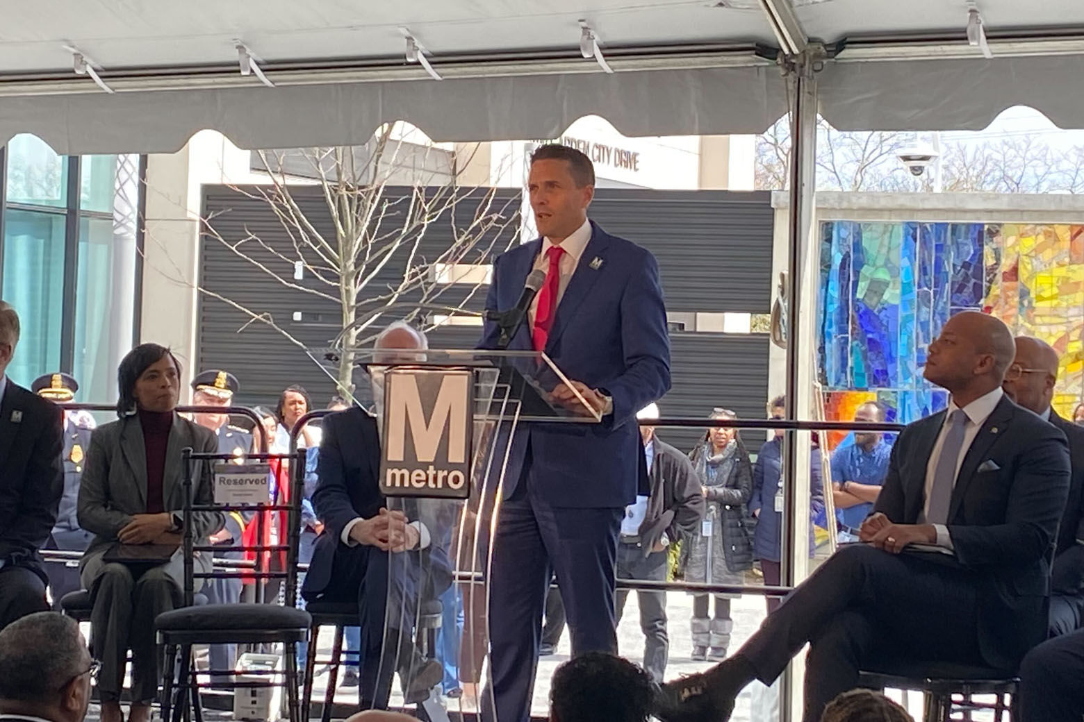Metro General Manager Randy Clarke speaking at the celebration of the department's headquarters in New Carrollton Tuesday, March 21, 2023.