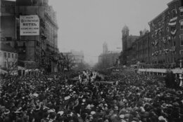 crowd blocks 1913 suffrage procession