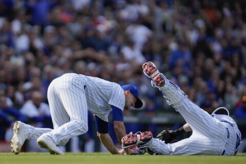 Collision ends Smyly perfect game bid, Cubs top Dodgers 13-0