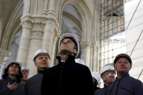 France’s Macron tours Notre Dame Cathedral reconstruction