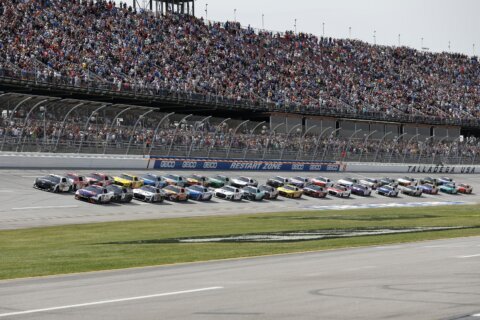Busch wins under caution at Talladega in double overtime