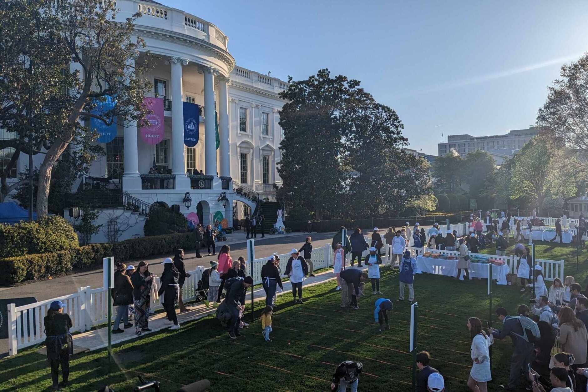 <p>Around 30,000 eggs have been <a href="https://wtop.com/holidays/2023/04/where-all-the-eggs-for-the-white-house-easter-egg-roll-come-from/" target="_blank" rel="noopener">shipped from the Braswell Family farm</a> in North Carolina to the White House for the annual Easter Egg Roll. The team there spent weeks hard boiling and dying them neon pink and royal blue before dropping them off.</p>
