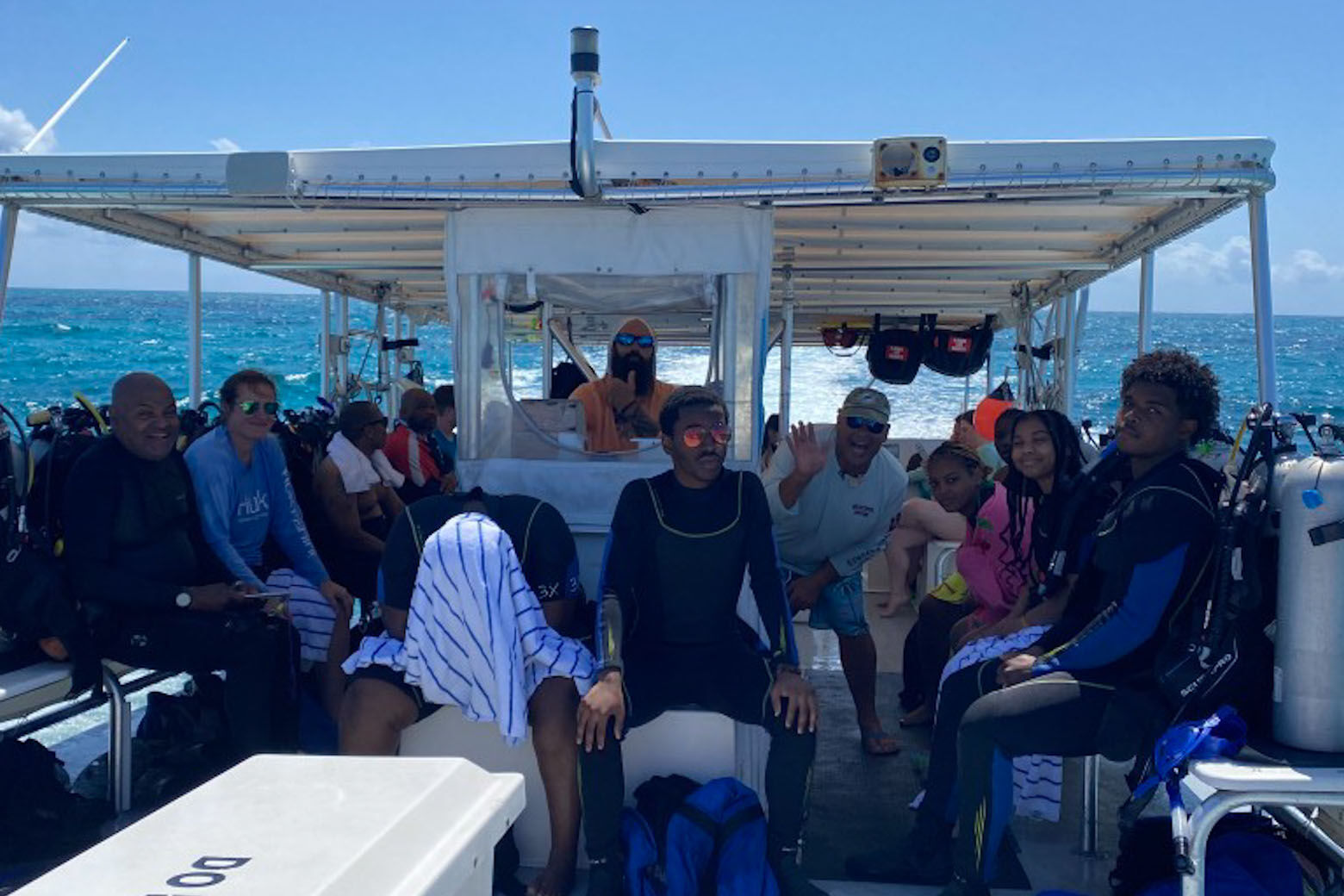 Dunbar students and their instructors in the Florida Keys going on a dive (WTOP/Dick Uliano)