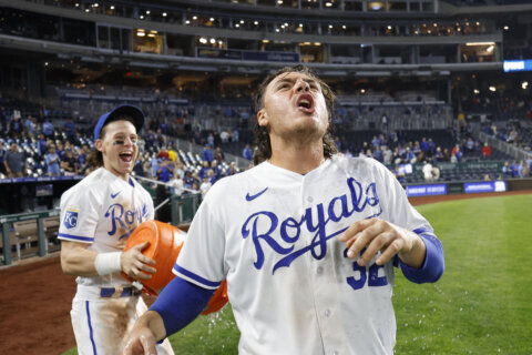 Pasquantino HRs, Greinke wins 1st as Royals top Orioles 6-0