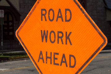 'Road work' sign