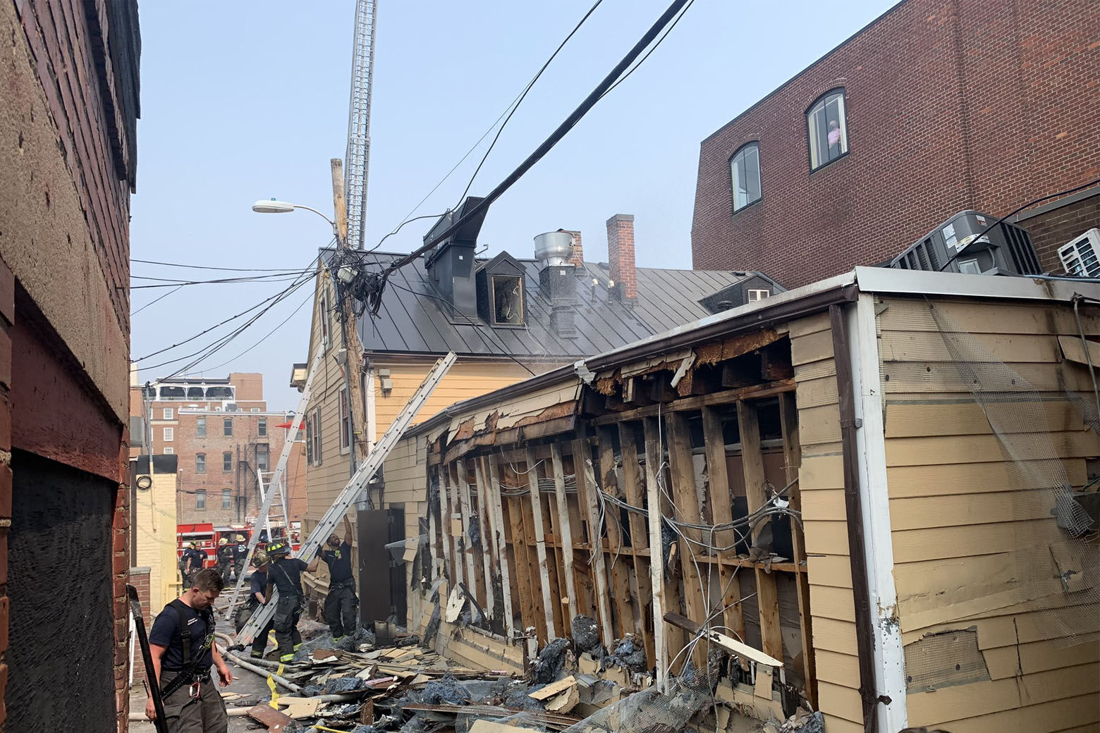 The fire broke out in an attached storage area behind Ristorante Piccolo on 31st Street in Georgetown. (WTOP/Mike Murillo)