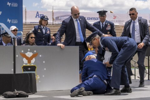 Biden says he got ‘sandbagged’ after he tripped and fell onstage at Air Force graduation