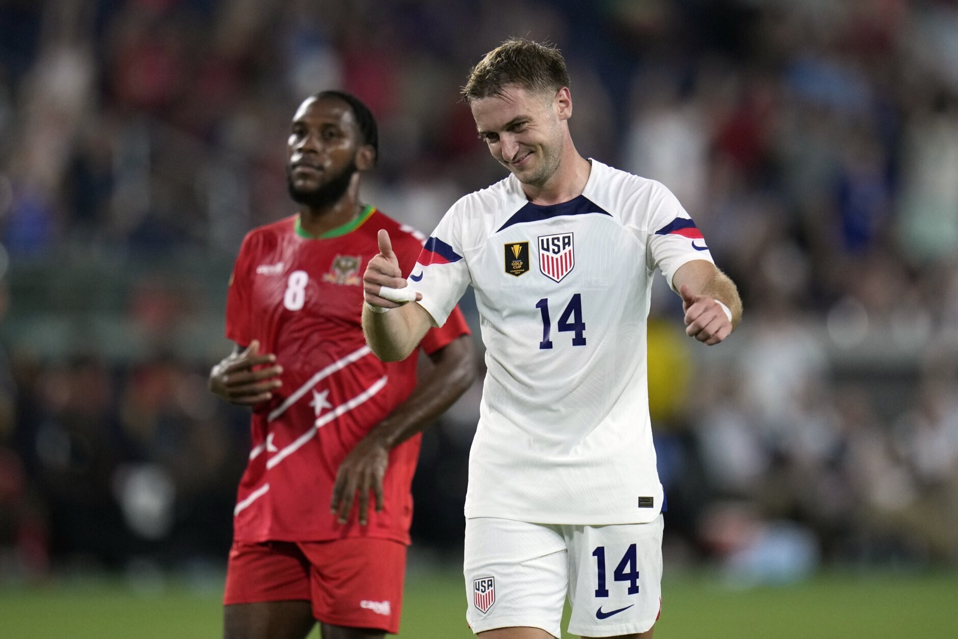 USMNT's Jesús Ferreira scores historic 2nd straight hat trick in 6-0 win  over Trinidad & Tobago to clinch Gold Cup group - Yahoo Sports