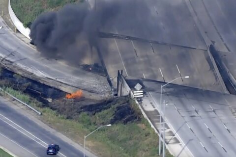 Section of heavily traveled I-95 collapses in Philadelphia after tanker truck catches fire